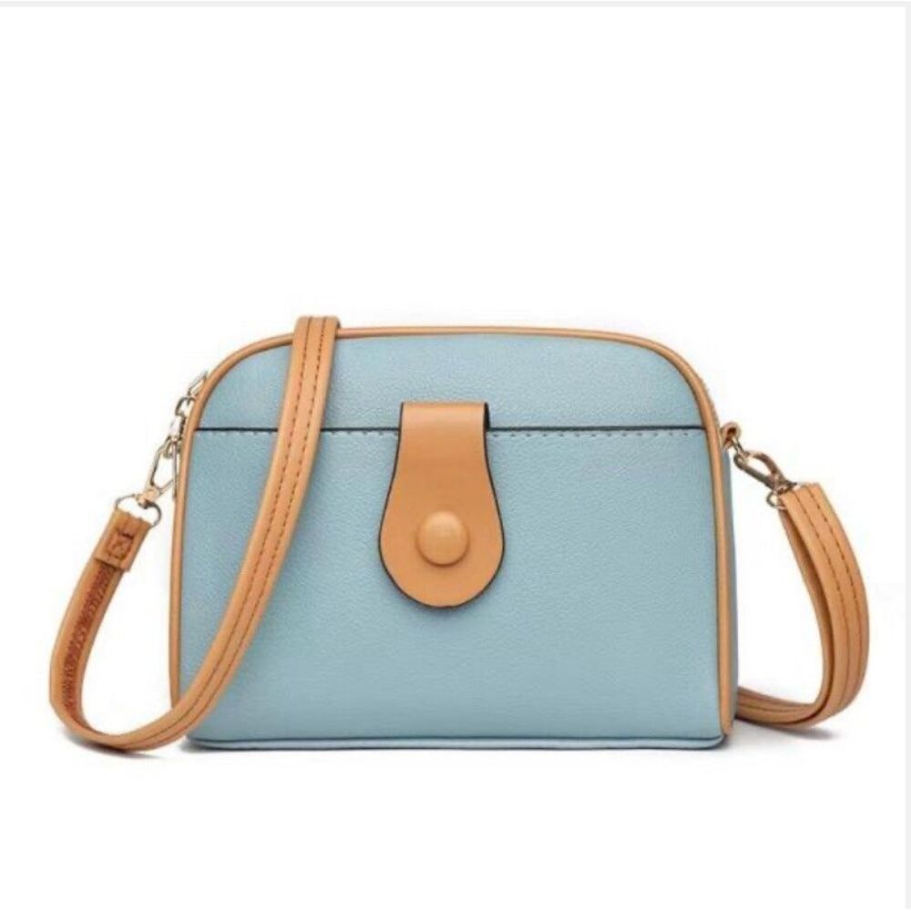 Cross‎ Body Bag Small Women Purse Blue And Brown 8" X 6" X 3"